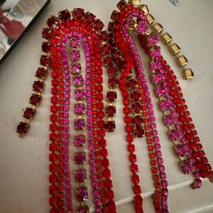 Elegant Red and Pink Crystal Earrings